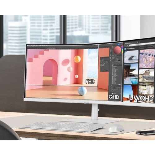 SAMSUNG S34C650T 34p 21:9 Curved 1000R 3440×1440 VA-LED 100Hz HDR10 DP/HDMI/TBT4 90Watt LAN White HAS Speaker VESA HDMI/DP/USB-C