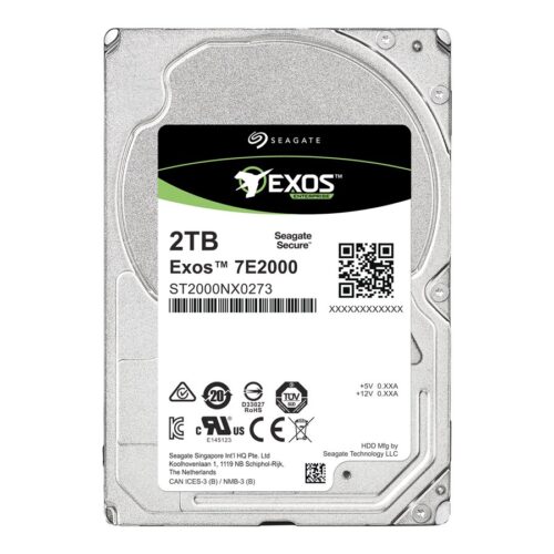 SEAGATE EXOS 7E2000 Enterprise Capacity 2.5 2TB HDD 512Emulation 7200rpm 128MB 2,5inch SAS 12Gb/s 24×7 long-term usage BLK