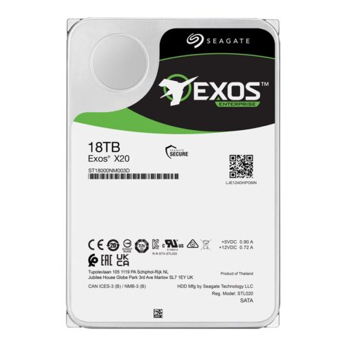 SEAGATE Exos X20 18To HDD SATA 6Gb/s 7200RPM 256Mo cache 3.5p 512e/4KN Standard