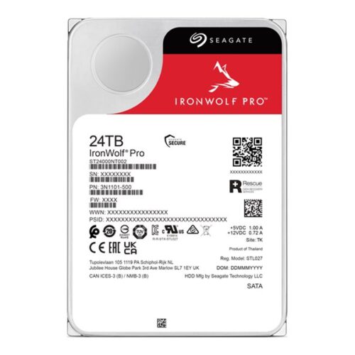 SEAGATE Ironwolf PRO Enterprise NAS HDD 24To 7200tpm 6Gb/s SATA 256Mo cache 8.9cm 3.5p 24×7 for NAS RAID Rackmount systems BL