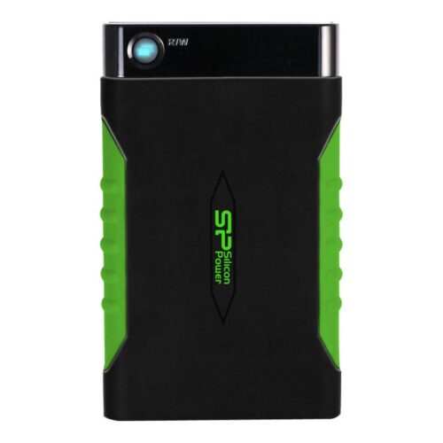 SILICON POWER External HDD Armor A15 1To 2.5p USB 3.2 Black & Green Anti-shock MIL-STD 810F Method 516.5 Procedure IV LED light