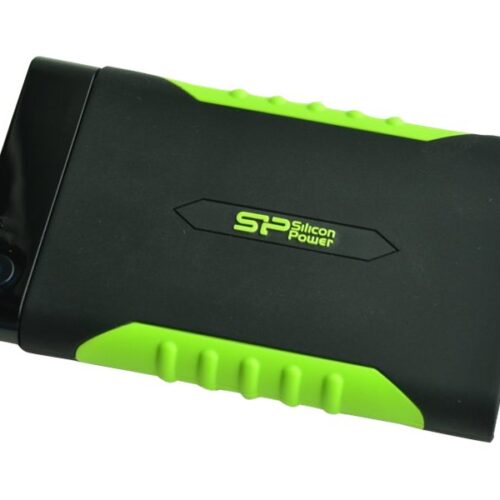 SILICON POWER External HDD Armor A15 1To 2.5p USB 3.2 Black & Green Anti-shock MIL-STD 810F Method 516.5 Procedure IV LED light