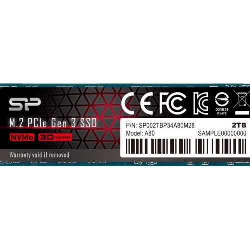 SILICON POWER SSD P34A80 2To M.2 PCIe Gen3 x4 NVMe 3400/3000 Mo/s