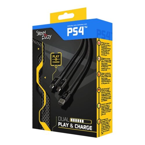 STEELPLAY Cable Dual Play & Charge Pour Manettes Noir PS4