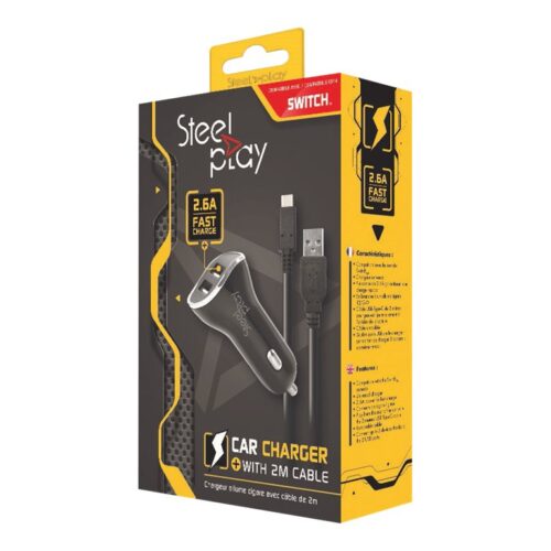 STEELPLAY Chargeur Voiture Aallume-Cigare 2 Ports USB SWITCH + Cable de Recharge 2m