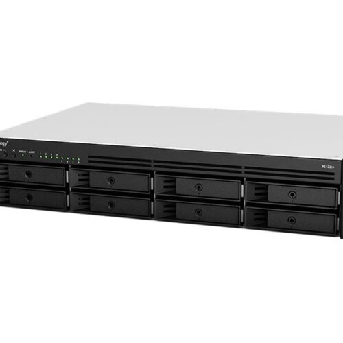 SYNOLOGY RS1221+ 8-Bay NAS-Rackmount AMD Ryzen V1500B 4-core 2.2GHz 4Go DDR4 up to 32Go RJ-45 4x1GbE 2xUSB 3.2 1xeSATA