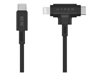 TARGUS Hyper HyperJuice Silicone USB-C to USB-C and Lightning Hybrid 60W Cable – Black