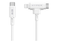 TARGUS Hyper HyperJuice Silicone USB-C to USB-C and Lightning Hybrid 60W Cable – White
