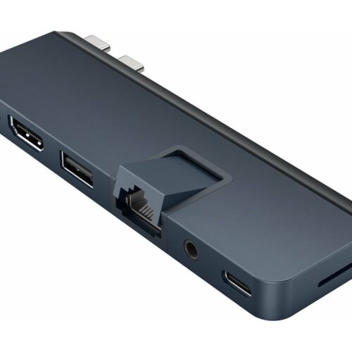 TARGUS HyperDrive Dual USB-C TB compatible 7-in-2 Hub w univ. USB-C ext adaptor – MN Blue – for all Apple MB