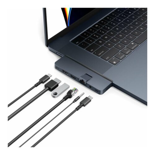 TARGUS HyperDrive Dual USB-C TB compatible 7-in-2 Hub w univ. USB-C ext adaptor – MN Blue – for all Apple MB