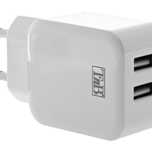 TNB 2.4A Mains 2 USB Charger White