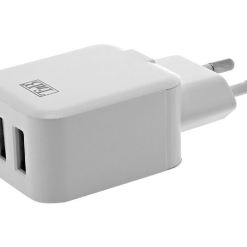 TNB 2.4A Mains 2 USB Charger White
