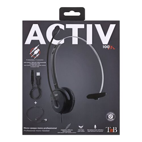 TNB Activ 100M Professional Mono Headset Jack Usb Rj9 Jack Wired Headset With Usb And Rj9 Adaptors Mono Earpad