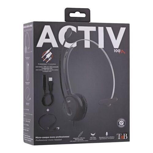 TNB Activ 100M Professional Mono Headset Jack Usb Rj9 Jack Wired Headset With Usb And Rj9 Adaptors Mono Earpad