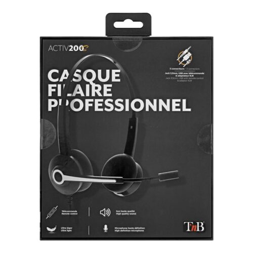TNB Activ 200S Professional Stereo Headset Jack Usb Professionnal Stereo Headset With Usb Adaptor And Remote Control