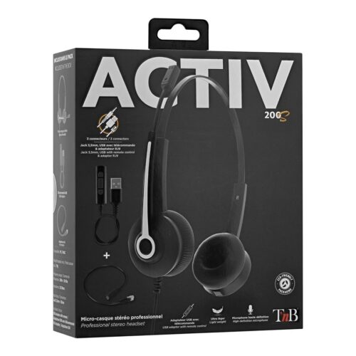 TNB Activ 200S Professional Stereo Headset Jack Usb Professionnal Stereo Headset With Usb Adaptor And Remote Control