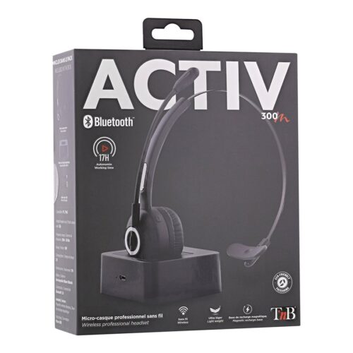 TNB Activ 300M Professional Mono Bluetooth Headset With Magnetic Charging Base Wireless Bluetooth 5.0 Connection