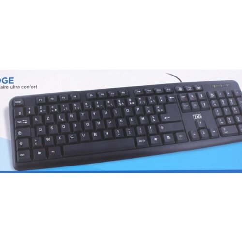 TNB Bridge Ultra Slim Wired Keyboard Azerty 105 Keys Long 120Cm Cable Coul. Black