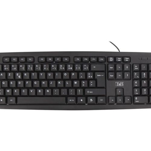 TNB Bridge Ultra Slim Wired Keyboard Azerty 105 Keys Long 120Cm Cable Coul. Black
