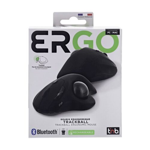TNB ERGO DUAL CONNECT rechargeable ergonomic trackball mouse black