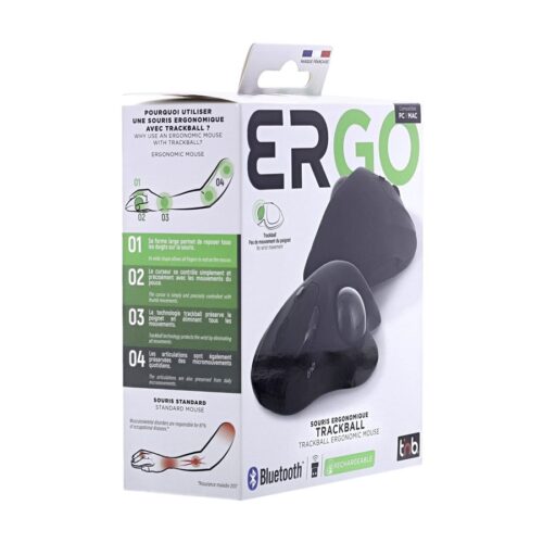 TNB ERGO DUAL CONNECT rechargeable ergonomic trackball mouse black