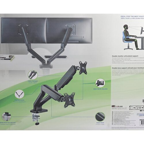 TNB ERGO Line Double Articulated Monitor Arm Ideal For Positioning 2 Screens Side By Side