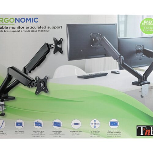 TNB ERGO Line Double Articulated Monitor Arm Ideal For Positioning 2 Screens Side By Side