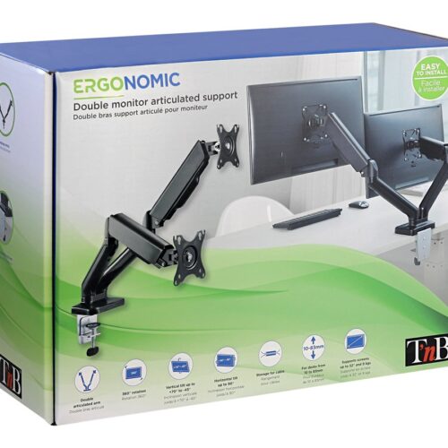 TNB ERGO Line Double Articulated Monitor Arm Ideal For Positioning 2 Screens Side By Side