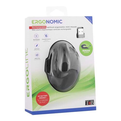 TNB ERGO Line Mini Ergonomic Wireless Mouse Vertical And Rechargeable Design Designed For Optimal Use