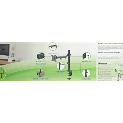 TNB ERGO Line Single Height Adjustable Monitor Stand Screen Pole With Simple Articulation And Height Adjustment