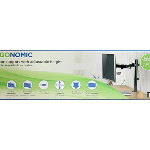TNB ERGO Line Single Height Adjustable Monitor Stand Screen Pole With Simple Articulation And Height Adjustment