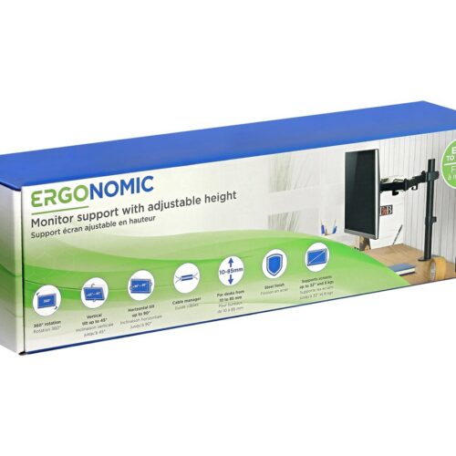 TNB ERGO Line Single Height Adjustable Monitor Stand Screen Pole With Simple Articulation And Height Adjustment