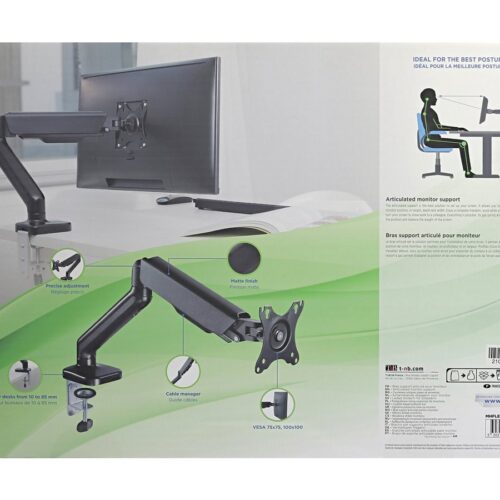 TNB ERGO Line Single Monitor Articulated Arm And Gas Spring Adjustment Material Steel For Screen Size