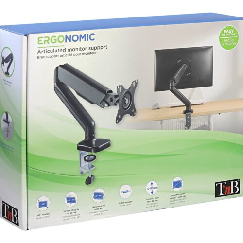 TNB ERGO Line Single Monitor Articulated Arm And Gas Spring Adjustment Material Steel For Screen Size