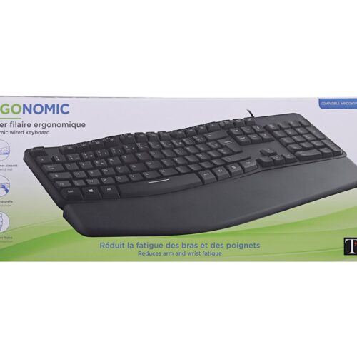 TNB Ergonomic Keyboard With Keypad Ergonomic Wave Form To Optimize Movement Relieves The Wrists