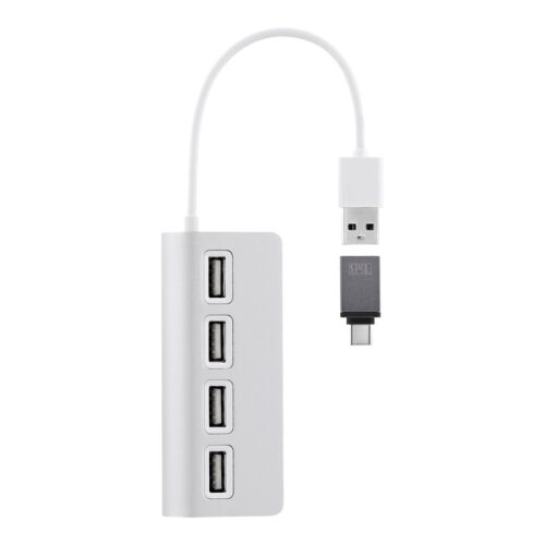 TNB Hub 4 Ports USB 2.0 Selfpowered Compatible Pc/Mac Aluminium Finish
