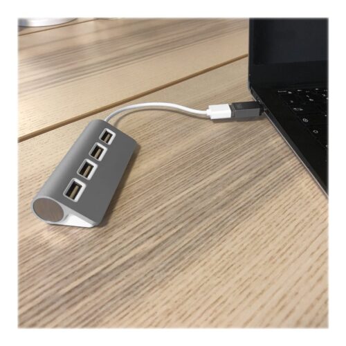 TNB Hub 4 Ports USB 2.0 Selfpowered Compatible Pc/Mac Aluminium Finish