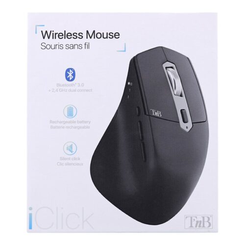 TNB iClick Wireless Bluetooth Mouse + Dongle 2.4 Ghz Combine Comfort And Performance 3 Connection Profiles