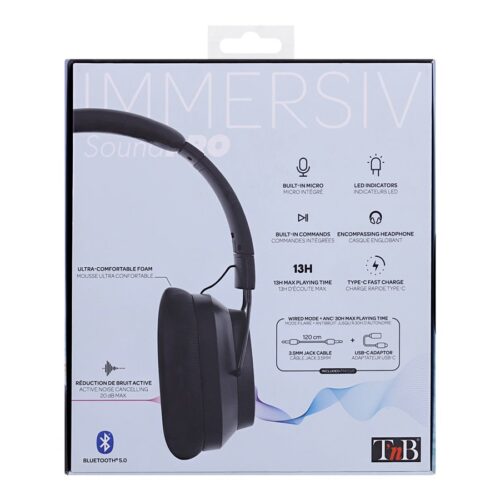 TNB IMMERSIVE – PRO Bluetooth headphone with active noise reduction – Black