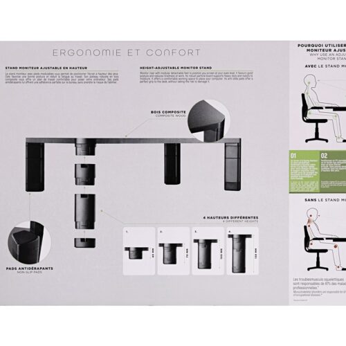TNB Monitor Riser With Modular Riser Solid Particle Board And Moisture Resistance Heavy-Duty 20Kg Adjustable Height