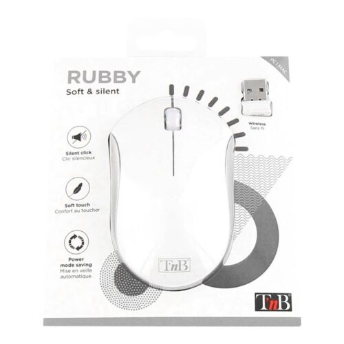 TNB RUBBY Wireless Mouse 1600 Dpi Silent Compact Size Soft Touch Ergonomic Shape Power Mode Saving Auto Link Wireless