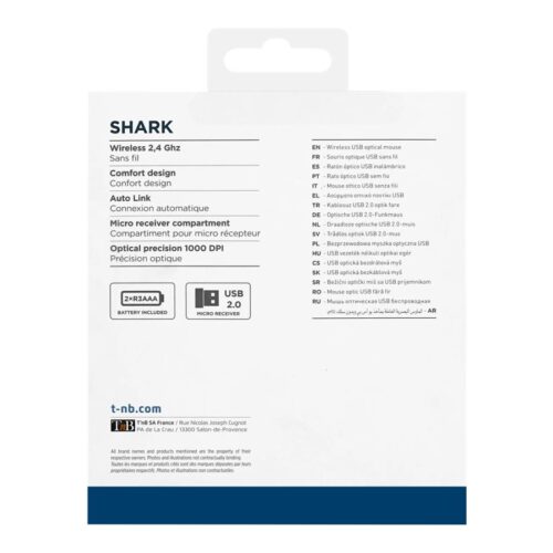 TNB SHARK Rf10 1000Dpi 2.4Ghz Wireless Optical Mouse Automatic Connection Usb Receiver Rf 2.4Ghz Range Up To 10M