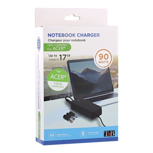 TNB Universal Power Supply For Notebooks Up To 17p Compatible With Most 19V Powered Notebooks 90W Max 9 Adapters