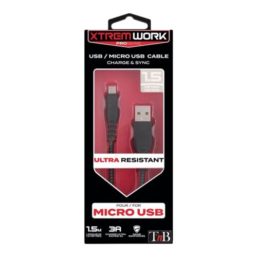 TNB XTREMWORK 1.5m USB/Micro USB Cable Black/Grey