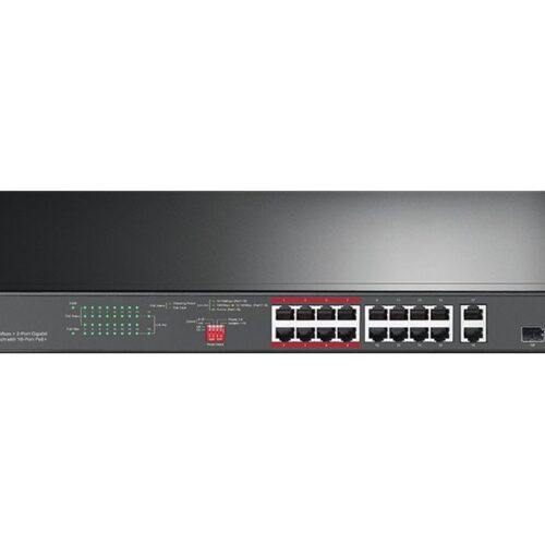 TP-LINK 16-Port 10/100Mbps + 2-Port Gigabit Rackmount Switch with 16-Port PoE+