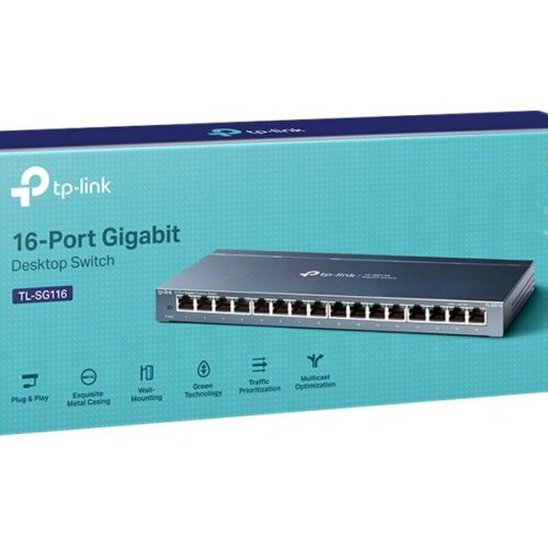 TP-LINK 16-Port Gigabit Desktop Switch RJ45 Ports Desktop Steel Case