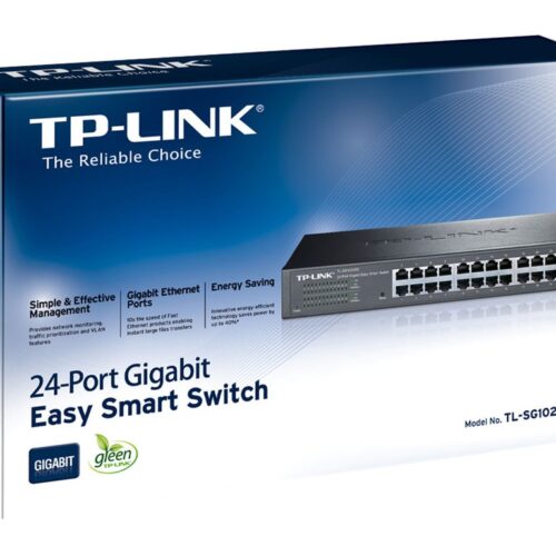 TP-LINK 24-Port Gigabit Easy Smart Switc 24 10/100/1000Mbps RJ45 ports MTU/Port/Tag-based VLAN QoS IGMP Snooping