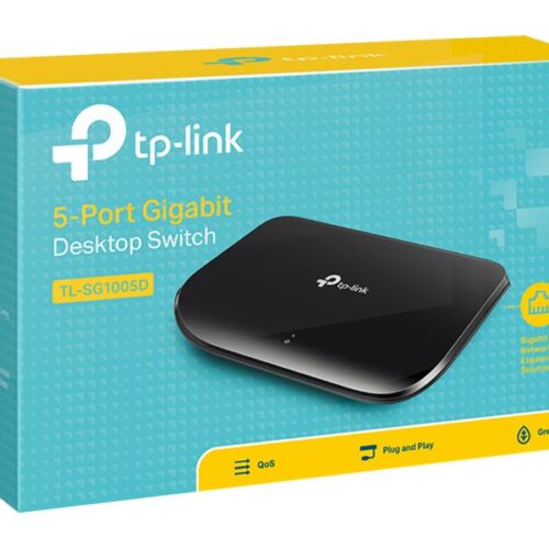 TP-LINK 5-Port-Gigabit-Desktop-Switch – 5x 10/100/1000MBit/s-RJ45-Ports – plastic case (new Design) – V6.0