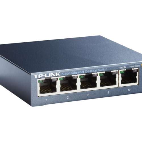 TP-LINK 5-port Metal Gigabit Switch 5 10/100/1000M RJ45 ports supports GMP Snooping IEEE 802.1p QoS Plug and Play metal case