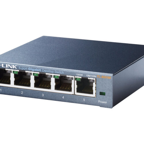 TP-LINK 5-port Metal Gigabit Switch 5 10/100/1000M RJ45 ports supports GMP Snooping IEEE 802.1p QoS Plug and Play metal case